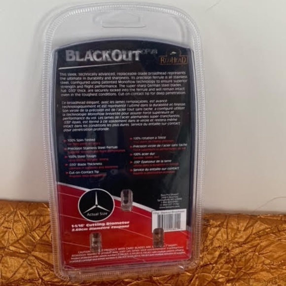 REDHEAD, BLACKOUT 100 Gr, Broadhead Arrow Tip - 3pk - Picture 5 of 7